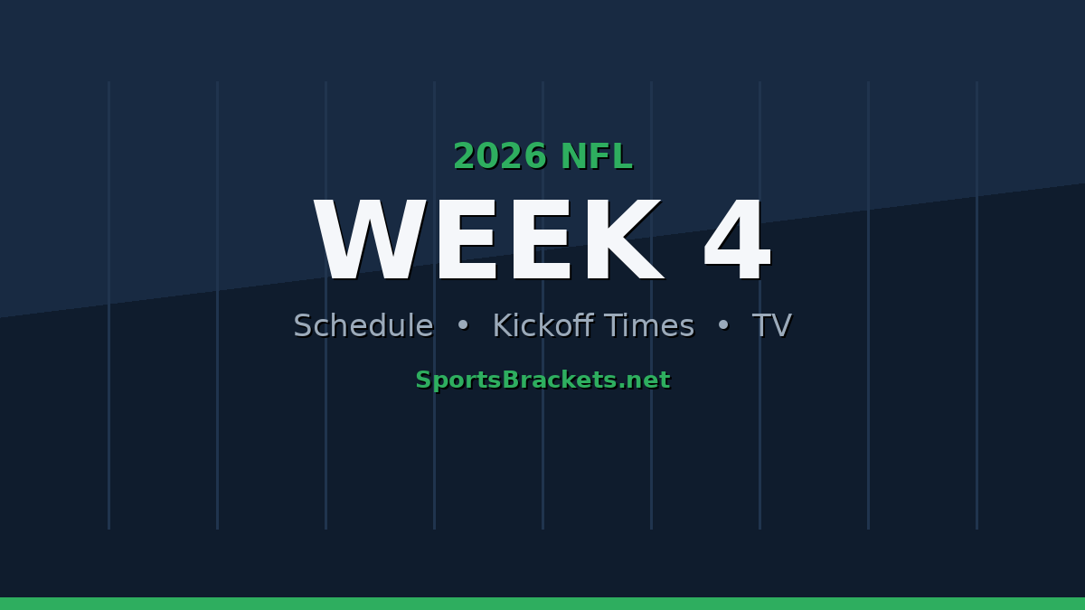 2026 NFL Week 4 Schedule TV - Sports Brackets 2026 NFL Week 4 schedule, kickoff times and TV