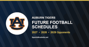 Auburn future football schedule card for 2027, 2028 and 2029