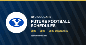 BYU future football schedule card for 2027, 2028 and 2029