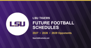 LSU future football schedule card for 2027, 2028 and 2029