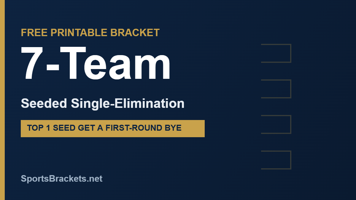 Free printable 7-team seeded single-elimination bracket