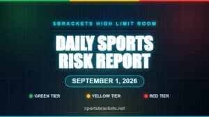 Daily Sports Risk Report September 1, 2026 hero graphic with green, yellow and red tier accents