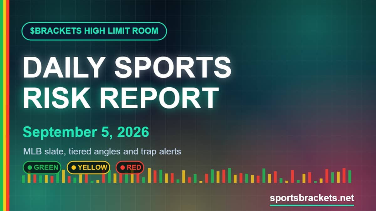 Daily Sports Risk Report September 5 2026 MLB slate tiered angles - Sports Brackets Daily Sports Risk Report September 5, 2026 tier board with green, yellow and red MLB risk accents