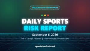 Daily Sports Risk Report for September 6, 2026 with green, yellow and red tier accents
