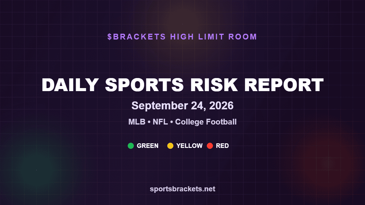 Daily Sports Risk Report September 24 2026, MLB NFL and College Football slate, $BRACKETS High Limit Room