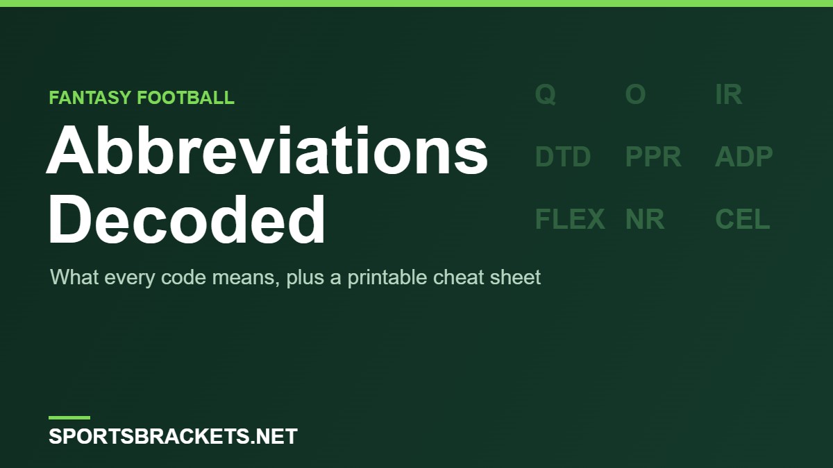 fantasy-football-abbreviations-glossary - Sports Brackets Fantasy football abbreviations glossary, what every roster and injury code means