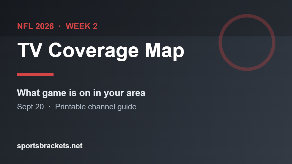NFL Week 2 2026 TV coverage map and printable channel guide