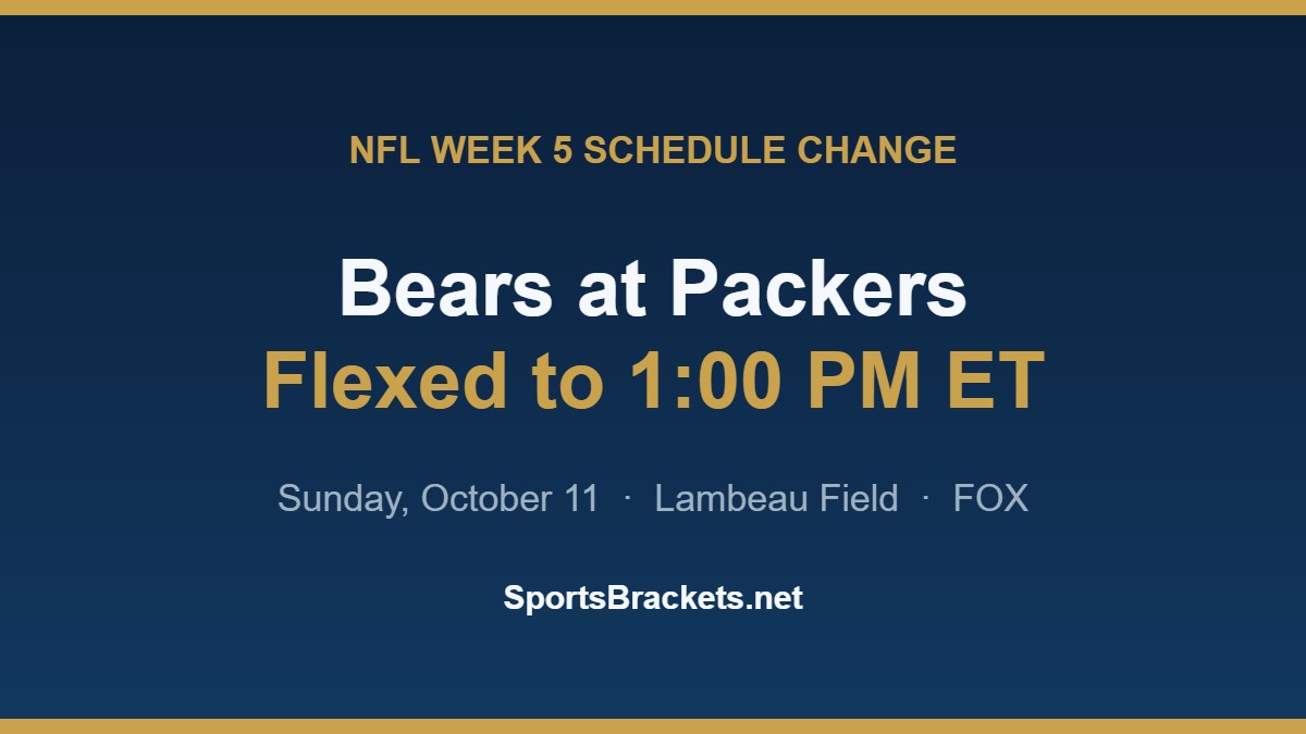 NFL Week 5 schedule change, Bears at Packers flexed to 1:00 PM ET