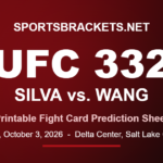 UFC 332 Silva vs Wang fight card and printable prediction sheet