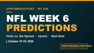 2026 NFL Week 6 predictions and printable pick sheet