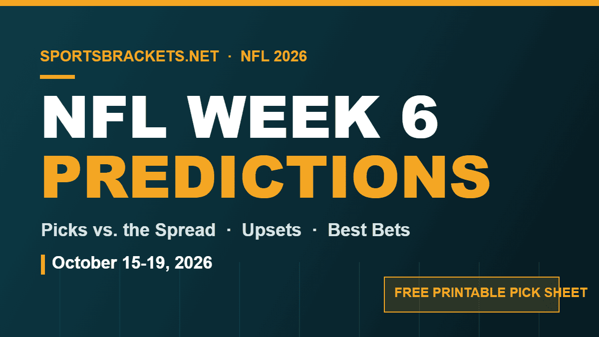 2026 NFL Week 6 predictions and printable pick sheet