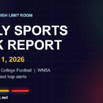 Daily Sports Risk Report October 1, 2026 hero: MLB, NFL, college football and WNBA tiered angles with green, yellow and red accents