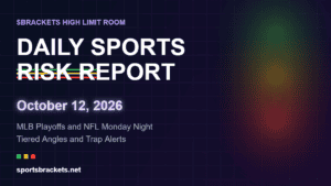 Daily Sports Risk Report October 12, 2026 hero graphic with green, yellow and red tier accents