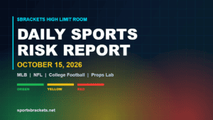 Daily Sports Risk Report October 15, 2026 hero image with green, yellow and red tier accents