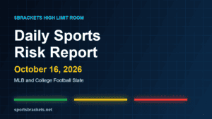 Daily Sports Risk Report October 16, 2026 MLB and college football slate with green, yellow and red tier lighting