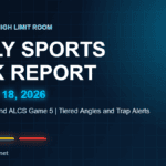 Daily Sports Risk Report for October 18, 2026 with neon green, yellow and red tier accents