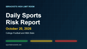 Daily Sports Risk Report October 20, 2026 hero image with green, yellow and red tier lighting