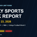 Daily Sports Risk Report October 23, 2026 hero graphic with green, yellow and red tier lighting