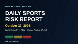 Daily Sports Risk Report October 23, 2026 hero graphic with green, yellow and red tier lighting