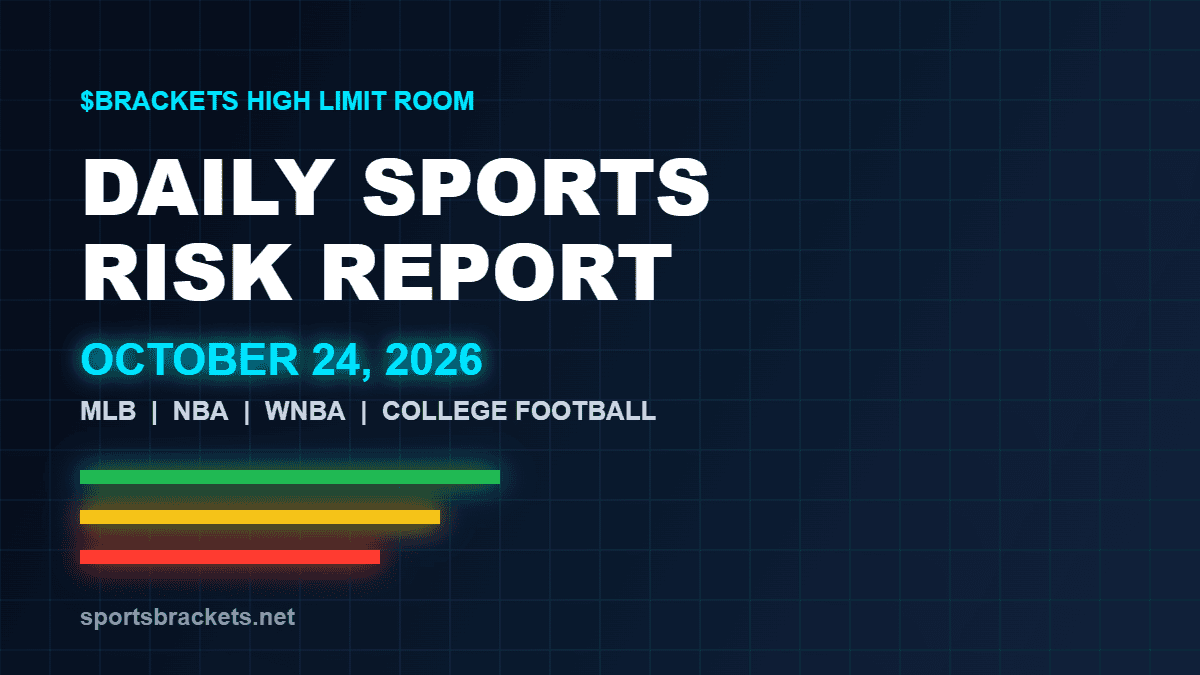 Daily Sports Risk Report October 24 2026 - Sports Brackets Daily Sports Risk Report October 24, 2026 hero image with green, yellow and red tier accents