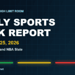 Daily Sports Risk Report October 25, 2026 hero image with green, yellow and red tier lighting