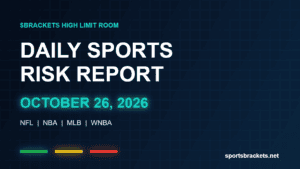 Daily Sports Risk Report October 26, 2026 hero graphic with green, yellow and red tier lighting