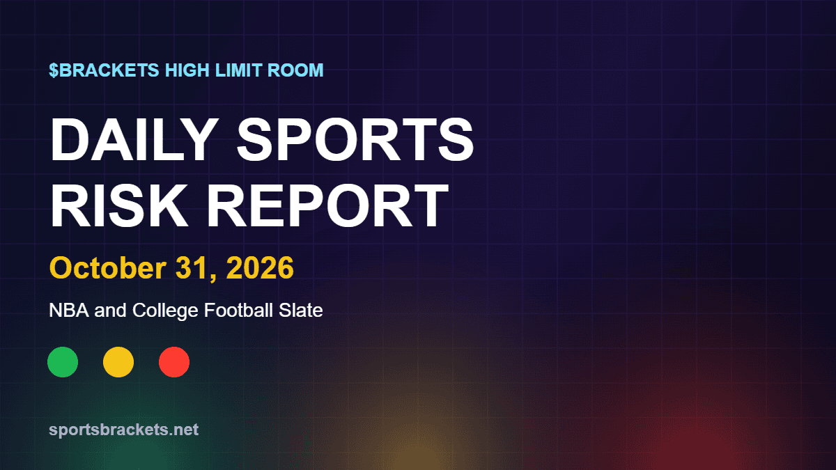 Daily Sports Risk Report October 31, 2026 hero image with green, yellow and red tier lighting