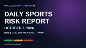 Daily Sports Risk Report October 7, 2026 hero image with green, yellow and red tier accents