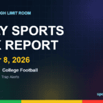 Daily Sports Risk Report October 8, 2026 hero image with green, yellow and red tier lights