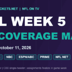 NFL Week 5 TV coverage map for Sunday, October 11, 2026, CBS and FOX windows