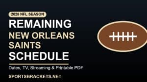 Remaining 2026 New Orleans Saints Schedule